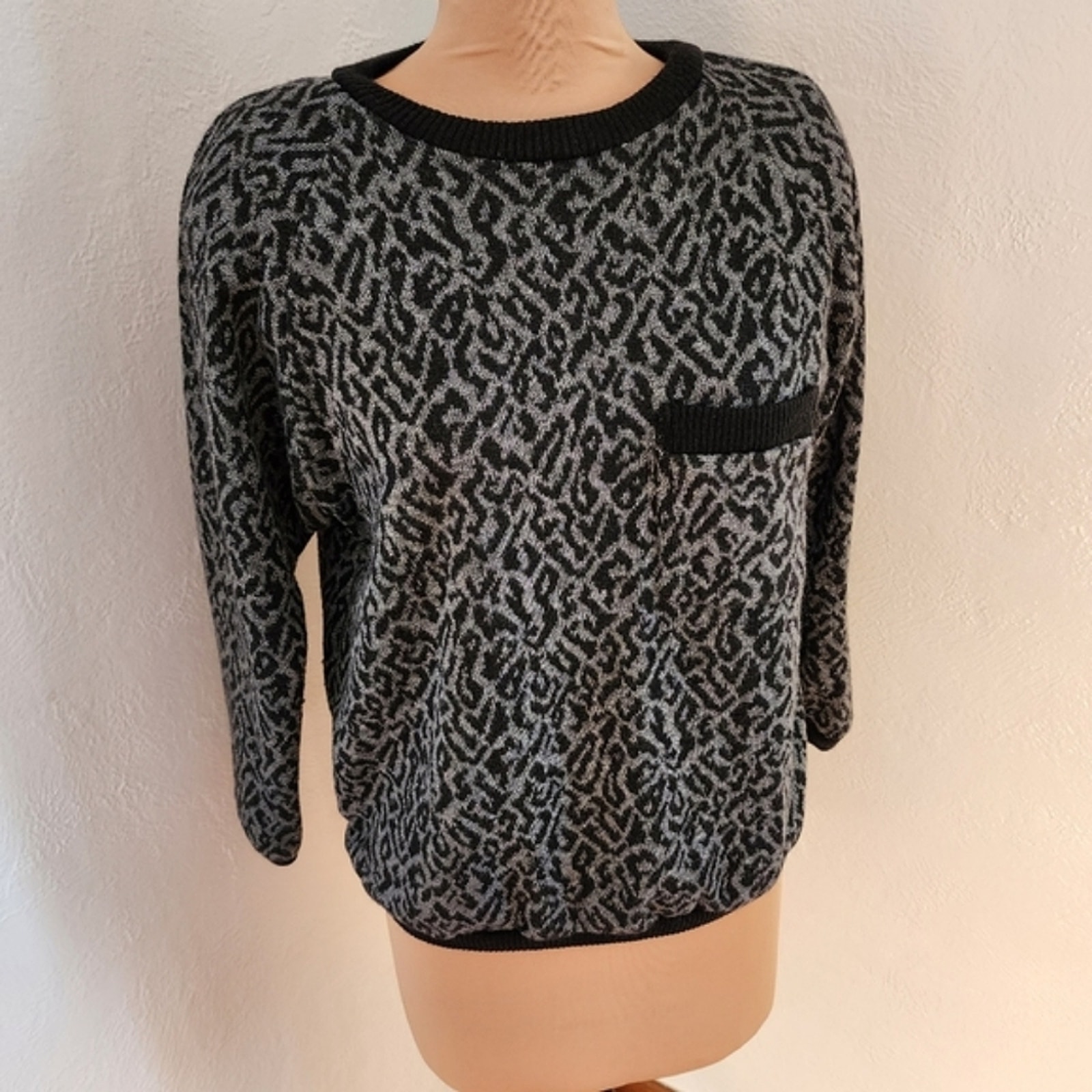 Vintage Miss Oops California Crewneck Sweater Leopard Print Black  Gray